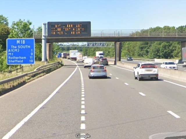 Emergency services are at the scene of a crash on the M18 in Doncaster tonight,