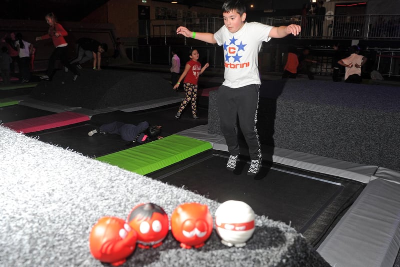 Pupils of Tinsley Meadows Academy take part in the big bounce at Jump Inc for Comic Relief in 2017