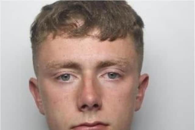 Vile yob Callum Currie has been jailed for a savage attack on his ex-girlfriend.