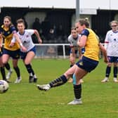 Jasmine Saxton tucks away the spot-kick in Belles' draw with AFC Fylde. Pic: Doncaster Rovers Belles/X.