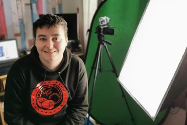 Aaron Challoner with his YouTube filming equipment.
