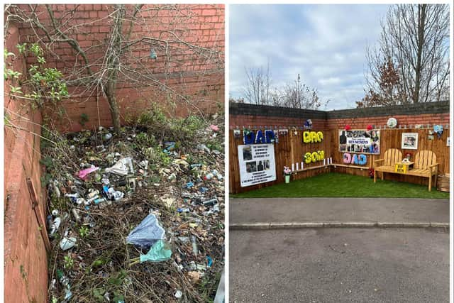 Wasteland was cleared to create the memorial garden in honour of Ben McMinn.