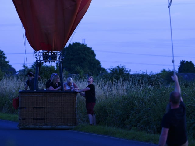 One of the ballons briefly blocked Stainforth Road in Barnby Dun. (Photo: Luc Burke-Lejeune).
