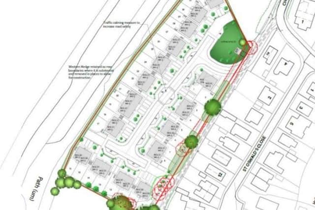 A site plan for the 33 homes in Finningley which will be situated along the Doncaster Sheffield Aiport boundary fence.