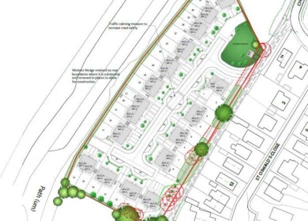 A site plan for the 33 homes in Finningley which will be situated along the Doncaster Sheffield Aiport boundary fence.
