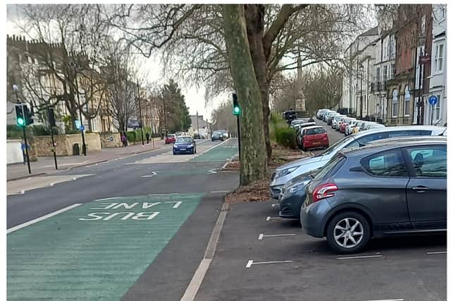 A driver was fined after reversing into a bus lane after leaving a parking space in Doncaster.