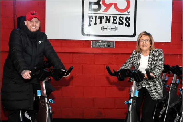 Michael Fraser has set up his gym with the help of Gillian Pickard.