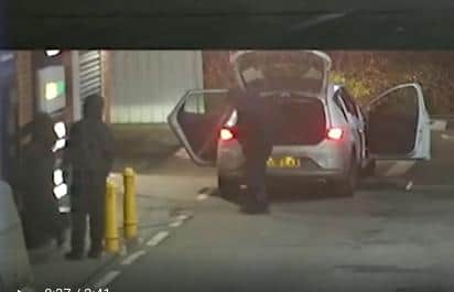 CCTV pictures show the raid at the cash machine in Adwick
