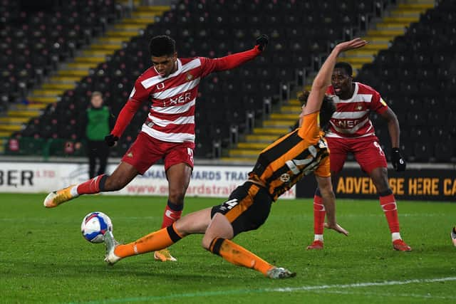 Tyreece John-Jules slots in the equaliser for Rovers. Picture: Andrew Roe/AHPIX