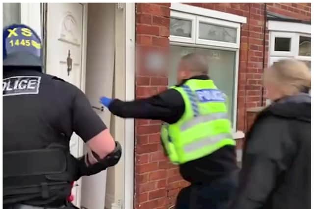 This is the moment police smashed their way into a Doncaster cannabis factory.