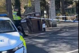 Police have sealed off an area outside Hexthorpe Flatts park in Doncaster tonight.