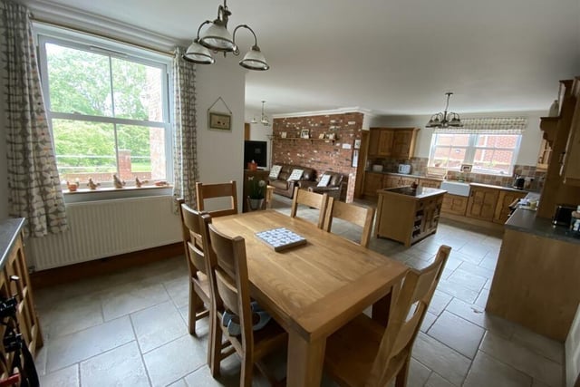 The open plan kitchen and dining area.