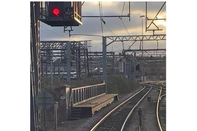 Rail services between Doncaster and Leeds have been disrupted by a plastic bag caught in overhead power lines. (Photo: LNER).