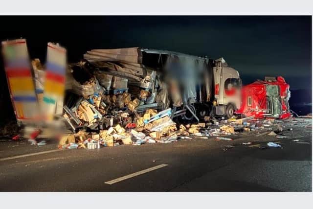 This was the scene on the M180 between Thorne and Belton last night after a shocking crash which closed the carriageway.
