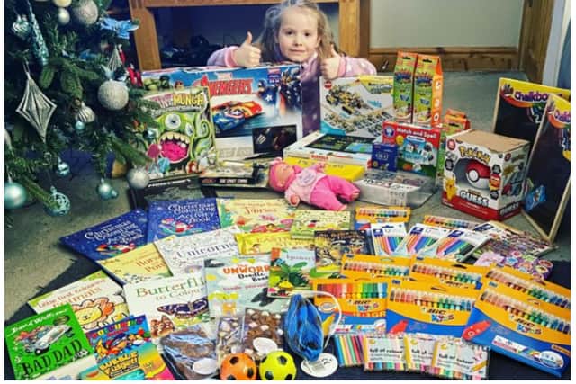 Sophia Agate has been collecting gifts for needy youngsters in Doncaster.