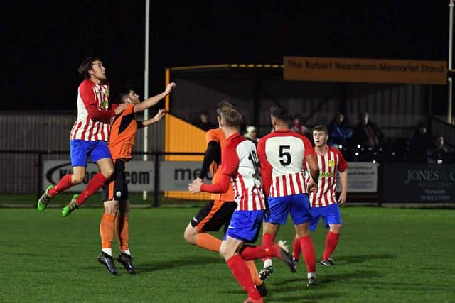 Action from Harworth Colliery’s defeat to St Jospeh’s Rockware of Worksop. Photo: John Mushet