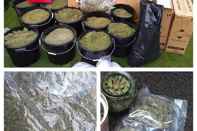 Police found a stash of cannabis - some of it stuffed inside a freezer.
