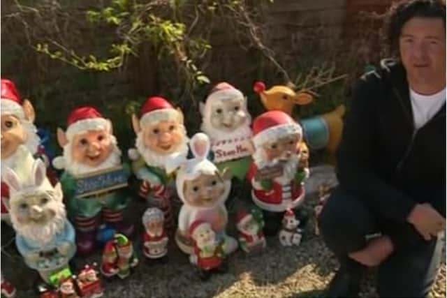 Dave Robinson with his gnome collection. (Photo: ITV)