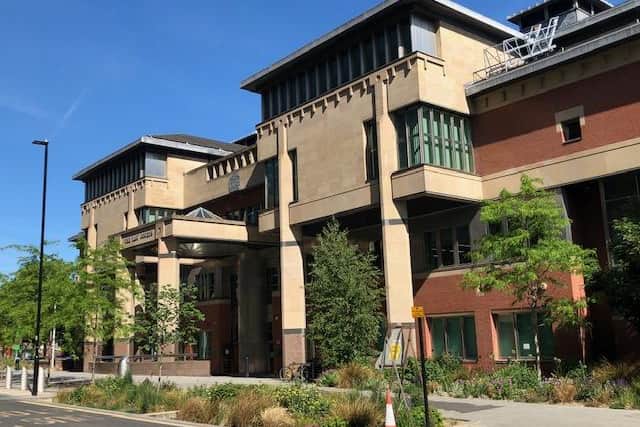 Sheffield Crown Court, pictured, has heard how two men have denied murdering a teenager who suffered stab wounds to his legs and died near Doncaster city centre.