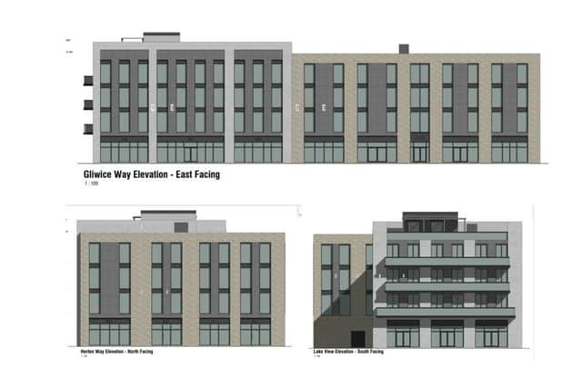 Digital rendering of the outside of the proposed Lakeside building.