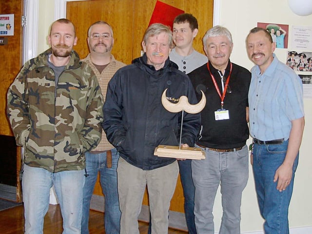 The moustache growers and Movember fundraisers (L-R) Barry Hardy, Simon Cooke, Patrick Sherry, Sam Williams, Garry Davies and Mark Coley pictured in 2012