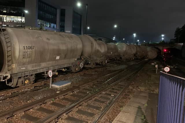 A train derailed north of Sheffield in the early hours of this morning (Pic: Gav Smith)