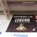 The James Coppinger banner at the Eco-Power Stadium. Photo: George Wood/Getty Images