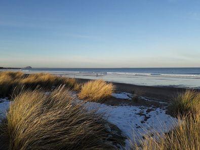 The Bass Rock can be seen in the distance in this picture taken at Belhaven Bay, near Dunbar, taken by Ute Penny.