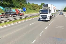 Traffic on the M18 southbound is suffering delays after a multivehicle collision. File picture shows the southbound M18 between juncions  two and one.