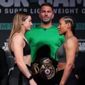 Terri Harper and Cecilia Braekhus face off ahead of their WBA super-welterweight world title fight in Dublin. Picture By Mark Robinson Matchroom Boxing
