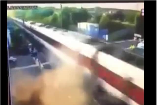 The dramatic moment the car smashed into the LNER Azuma train.