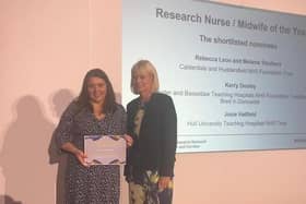 Research midwife Kerry Dooley receiving award