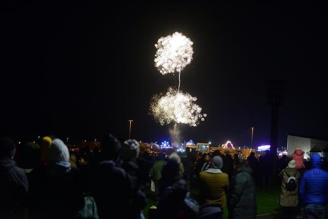 South Shields annual fireworks display over Sandhaven Beach.