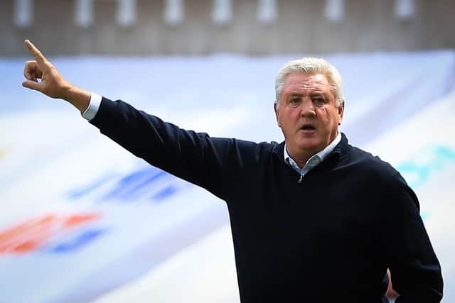 Newcastle United's English head coach Steve Bruce gestures during the English Premier League football match between Newcastle United and West Ham United at St James' Park in Newcastle-upon-Tyne, north east England on July 5, 2020.