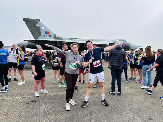 Sally Jameson and Lee Pitcher after completing the run