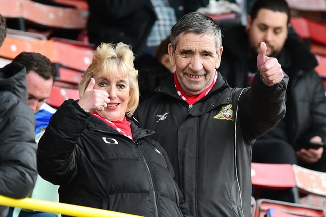Doncaster Rovers fans ahead of victory at Swindon.