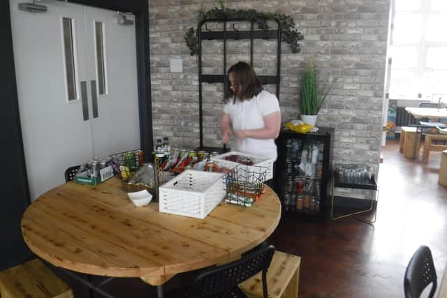 Food prepping at the cafe