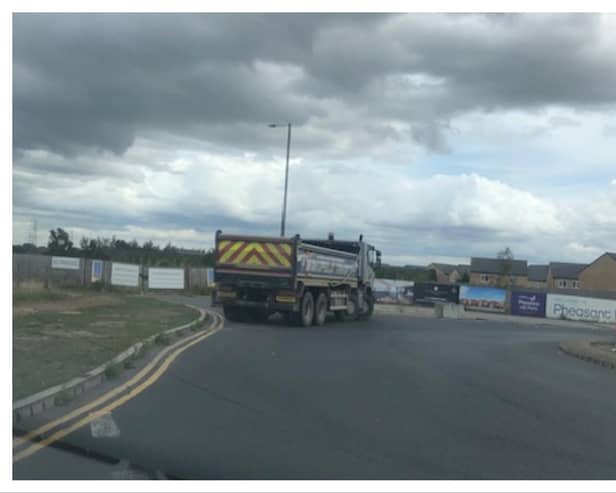 Residents say lorries are parking on a roundabout in Doncaster, putting people at risk.