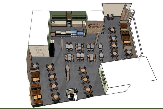 Designs from The Range showing what the new cafe will look like.