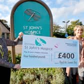 Tracey Gaughan, from the hospice fundraising team, with Trish and Michelle
