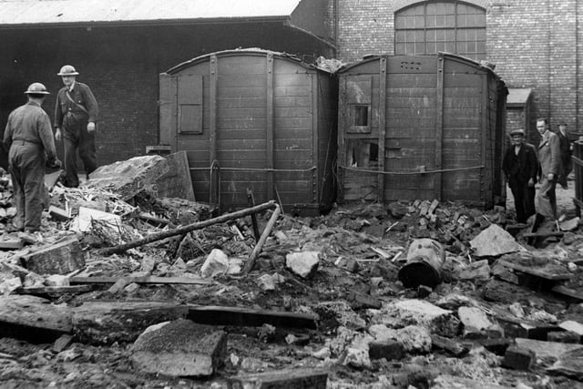 Another air raid scene in Sunderland and still the people went about their daily lives.