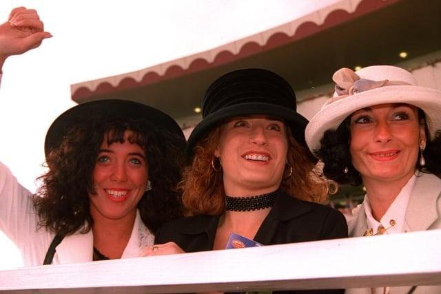 Emily Baker, Debbie Hudson and Janet Bradley at the St Leger in 1996.