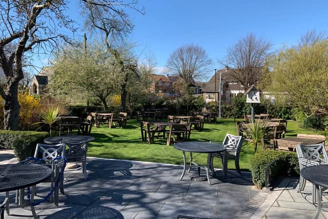 The beer garden at the Cadeby