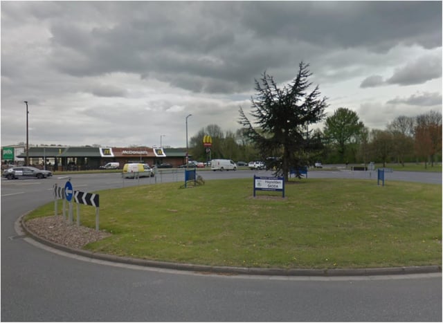 Two vehicles were in collision on the Shaw Lane roundabout.