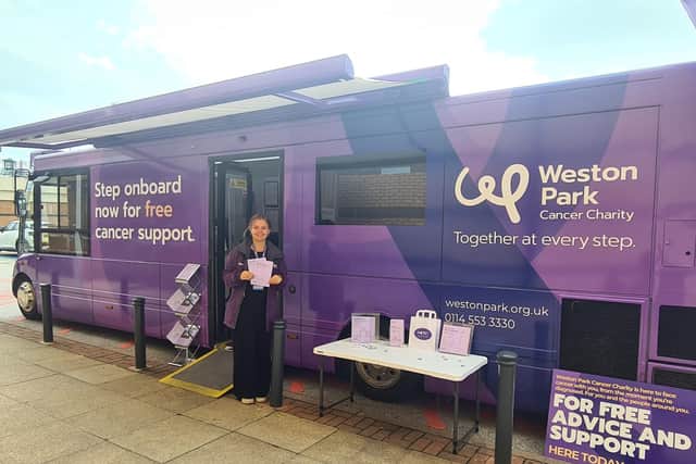 Weston Park Cancer Charity’s big purple bus to visit Lakeside Village.