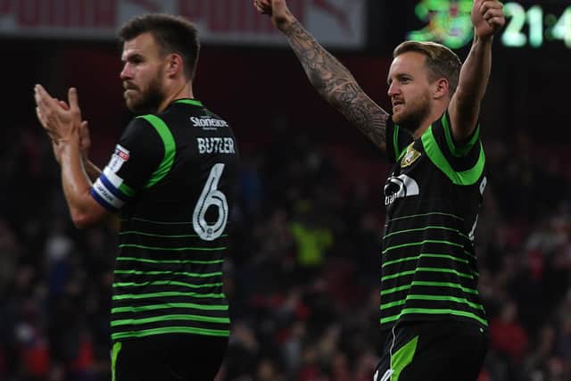 James Coppinger and Andy Butler after Rovers' trip to Arsenal in 2017