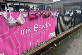 Bawtry is turning pink with a display of old bras to mark Breast Cancer Awareness.