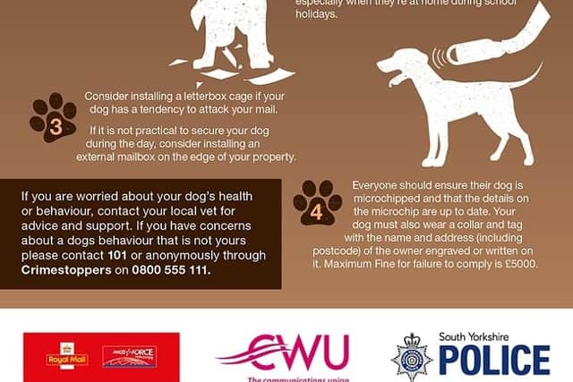 South Yorkshire Police have issued advice to dog owners after two posties were attacked this week.