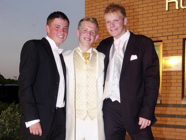 Gavin Falgate, Matthew Deakes and Nicky Egan at the Hatfield Visual Arts College year 11 prom held at Doncaster Rugby Club, Armthorpe, June 29, 2006