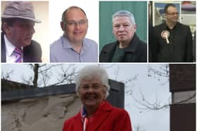 Five of the seven candidates for Doncaster mayor. (Clockwise from top left): Surjit Singh Duhre (Reform UK), James Hart (Conservatives), Warren Draper (Green Party), Frank Calladine (independent), Ros Jones (Labour).